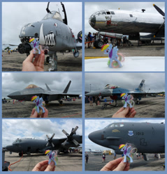 Size: 4000x4180 | Tagged: safe, rainbow dash, pegasus, pony, g4, a-10 thunderbolt ii, ac-130, aircraft, b-29, b-29 superfortress, b-52, disney, doc, f-16 fighting falcon, f-22 raptor, female, fighter plane, irl, lockheed corporation, mcdonald's happy meal toys, merchandise, photo, plane, ponies around the world, ponies in real life, toy, warplane