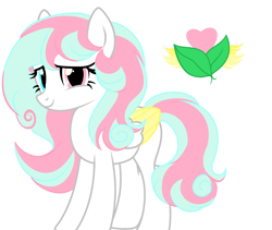 Size: 2044x1726 | Tagged: safe, artist:twilight nana, oc, oc only, pegasus, pony, female, gift art, green mane, heterochromia, mare, pink mane, simple background, solo, two toned mane, vector, white background, white coat, wings, yellow wings
