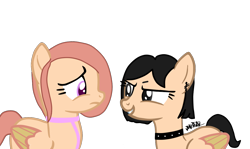 Size: 1210x720 | Tagged: safe, artist:djmatinext, artist:kingbases, oc, oc only, oc:javi lalita, oc:jova lalita, pegasus, pony, g4, base used, choker, duo, duo female, ear piercing, eyelashes, female, frown, goth, gothic, gothic lolita, grin, looking at each other, mare, pastel, pegasus oc, photo, ponified, siblings, simple background, smiling, transparent background, twins