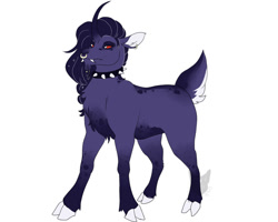 Size: 1024x820 | Tagged: safe, artist:arexstar, oc, oc only, hybrid, pony, chest fluff, cloven hooves, collar, curved horn, horn, interspecies offspring, magical gay spawn, offspring, parent:grogar, parent:king sombra, simple background, solo, spiked collar, white background