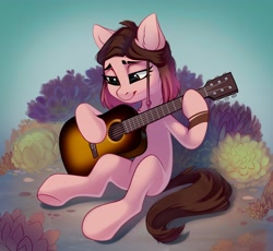 Size: 3404x3136 | Tagged: safe, artist:taneysha, oc, oc only, oc:naga, earth pony, pony, guitar, high res, musical instrument, solo
