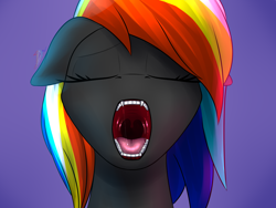 Size: 2000x1500 | Tagged: safe, artist:darky_wings, oc, oc only, oc:darky wings, pony, eyes closed, fangs, female, floppy ears, maw, mawshot, open mouth, teeth