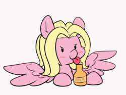 Size: 560x420 | Tagged: safe, artist:taurson, oc, oc only, oc:mio, pegasus, pony, alcohol, animated, beer, blushing, cute, drinking, female, freckles, lapping, licking, mare, simple background, solo, spread wings, tongue out, white background, wings