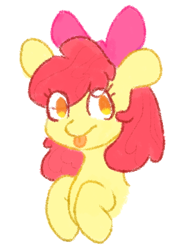 Size: 594x802 | Tagged: safe, artist:riceflowers_art, apple bloom, earth pony, pony, g4, :p, adorabloom, cute, female, filly, looking at you, solo, tongue out