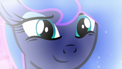 Size: 1280x720 | Tagged: safe, screencap, princess luna, alicorn, pony, do princesses dream of magic sheep, g4, season 5, close-up, cute, female, lunabetes, mare, night, smiling, solo, sweet dreams fuel