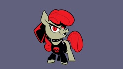 Size: 1280x720 | Tagged: safe, artist:kyssimmee, apple bloom, earth pony, pony, g4, collar, fangs, goth, solo, spiked collar