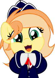Size: 3558x5000 | Tagged: safe, artist:jhayarr23, oc, oc only, oc:fruitlines, earth pony, pony, clothes, cute, daaaaaaaaaaaw, flight attendant, goody greeting meme, looking at you, smiling, smiling at you, solo, stewardess, uniform