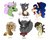 Size: 5000x4000 | Tagged: safe, artist:queenderpyturtle, oc, oc only, oc:grinstead, oc:jaffle, oc:lamington, oc:madame g., oc:mikhail, oc:thyra, changedling, changeling, griffon, pony, yak, absurd resolution, simple background, white background