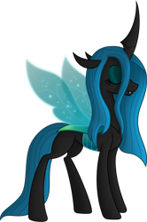 Size: 5500x8287 | Tagged: safe, artist:negatif22, idw, queen chrysalis, changeling, changeling queen, g4, my little pony: fiendship is magic, absurd resolution, eyes closed, fangs, female, holeless, idw showified, simple background, solo, transparent background, vector, wings