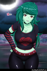 Size: 1055x1605 | Tagged: safe, artist:clouddg, wallflower blush, equestria girls, g4, belly button, big breasts, breasts, busty wallflower blush, cleavage, clothes, evening gloves, female, fingerless elbow gloves, fingerless gloves, gloves, long gloves, looking at you, midriff, multiple variants, smiling, smiling at you, solo
