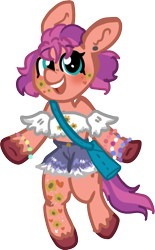 Size: 565x909 | Tagged: safe, artist:nootaz, sunny starscout, semi-anthro, g5, arm hooves, bracelet, clothes, ear piercing, earring, female, jewelry, looking at you, piercing, shirt, shorts, simple background, smiling, smiling at you, solo, transparent background