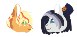 Size: 768x370 | Tagged: safe, artist:malinraf1615, applejack, derek, earth pony, pony, g4.5, my little pony: pony life, alternate hairstyle, bust, cookie, derekjack, female, food, freckles, hat, looking at each other, male, mare, markings, shipping, simple background, stallion, straight, top hat, transparent background