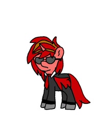 Size: 568x653 | Tagged: safe, artist:deratomherbst, oc, oc:red buck, changeling, hybrid, pony, clothes, tuxedo