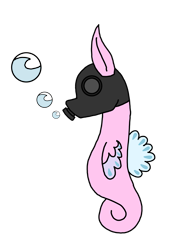 Size: 3024x4032 | Tagged: safe, artist:agdapl, sea pony, bubble, crossover, female, gas mask, mask, pyro (tf2), rule 63, seaponified, simple background, solo, species swap, team fortress 2, transparent background