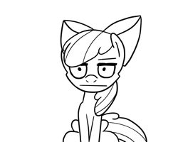 Size: 640x512 | Tagged: safe, artist:ewoudcponies, apple bloom, earth pony, pony, g4, :|, black and white, female, filly, grayscale, looking at you, monochrome, solo, stare