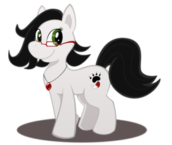 Size: 1244x1043 | Tagged: safe, artist:scittykitty, oc, oc only, earth pony, pony, earth pony oc, female, glasses, jewelry, mare, necklace, paw prints, simple background, smiling, solo, transparent background