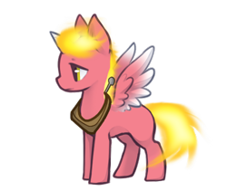 Size: 500x422 | Tagged: safe, artist:snini9, oc, oc only, alicorn, pony, alicorn oc, base used, crack ship offspring, horn, horse collar, mane of fire, offspring, parent:big macintosh, parent:daybreaker, simple background, solo, transparent background, wings