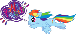 Size: 4000x1789 | Tagged: safe, rainbow dash, pegasus, pony, g4, official, .svg available, backwards cutie mark, closed mouth, female, flying, hasbro, layering error, mare, pony power, simple background, smiling, smirk, solo, speech bubble, sticker, stock vector, svg, talking, transparent background, vector, wings