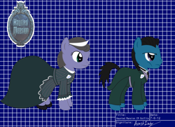 Size: 2000x1448 | Tagged: safe, artist:avastindy, pony, 2012, clothes, dress, duo, female, male, mare, stallion, tailcoat, the haunted mansion