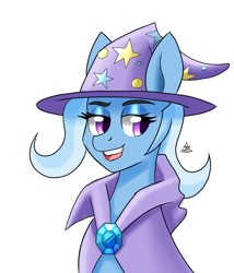 Size: 1200x1400 | Tagged: safe, artist:zachc, trixie, pony, g4, brooch, cape, clothes, female, hat, jewelry, solo, trixie's brooch, trixie's cape, trixie's hat