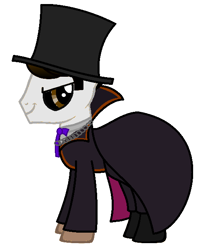 Size: 506x619 | Tagged: safe, artist:736berkshire, pony, cape, clothes, hat, male, phantom manor, smiling, solo, stallion, top hat