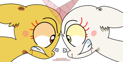 Size: 4776x2406 | Tagged: source needed, safe, artist:cherritoppu, oc, oc only, pony, unicorn, bald, base, bust, duo, eyelashes, gritted teeth, horn, looking at each other, simple background, transparent background, unicorn oc