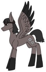 Size: 1959x3071 | Tagged: safe, artist:agdapl, pegasus, pony, coat markings, crossover, engineer, engineer (tf2), female, mare, ponified, rule 63, simple background, socks (coat markings), solo, species swap, team fortress 2, transparent background, wings
