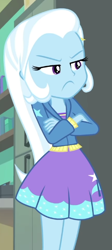 Size: 294x654 | Tagged: safe, screencap, trixie, equestria girls, equestria girls specials, g4, my little pony equestria girls: better together, my little pony equestria girls: forgotten friendship, cropped, crossed arms, solo, trixie is not amused, unamused