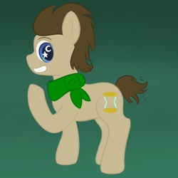 Size: 600x600 | Tagged: artist needed, safe, doctor whooves, time turner, oc, oc:tantamount, changeling, earth pony, pony, tantamount time turner, g4, blue eyes, changeling oc, disguise, disguised changeling, earth pony oc, eyes open, green sclera, grin, male, male oc, pony oc, smiling, solo, stallion, starry eyes, wingding eyes