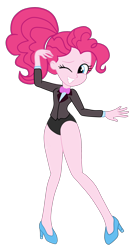 Size: 1660x3205 | Tagged: safe, alternate version, artist:gmaplay, pinkie pie, equestria girls, g4, black panties, black underwear, clothes, cute, cute pinkie pie, diapinkes, high heels, legs, panties, ponytail, shoes, simple background, solo, transparent background, underwear