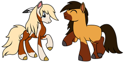Size: 2663x1335 | Tagged: safe, artist:third uncle, earth pony, pony, dreamworks, female, male, mare, ponified, rain (character), rain (spirit: stallion of the cimarron), simple background, spirit (character), spirit (spirit: stallion of the cimarron), spirit: stallion of the cimarron, stallion, transparent background
