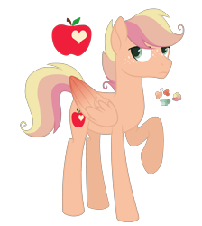 Size: 2600x2900 | Tagged: safe, artist:magicuniclaws, oc, oc only, pegasus, pony, high res, magical lesbian spawn, male, offspring, parent:applejack, parent:princess cadance, parents:appledance, raised hoof, solo, stallion