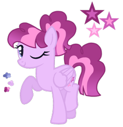 Size: 800x827 | Tagged: safe, artist:magicuniclaws, oc, oc only, pegasus, pony, female, magical lesbian spawn, mare, offspring, one eye closed, parent:pinkie pie, parent:twilight sparkle, parents:twinkie, simple background, solo, transparent background, wink