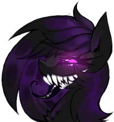 Size: 268x286 | Tagged: safe, artist:minty--fresh, oc, oc only, oc:shuffler, pony, fluffy, glowing eyes, long tongue, pfp, purple eyes, solo, tongue out