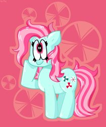 Size: 1774x2112 | Tagged: safe, artist:spritecranbirdie, minty, earth pony, pony, g3, blushing, cutie mark, female, mare, peppermint, pink mane, pink tail, solo