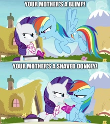 Size: 888x998 | Tagged: safe, edit, edited screencap, screencap, rainbow dash, rarity, g4, the end in friend, caption, image macro, text