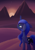 Size: 988x1394 | Tagged: safe, artist:dusthiel, princess luna, alicorn, pony, g4, atg 2021, glowing horn, horn, magic, mountain, newbie artist training grounds, raising the sun, solo, sun, sunset