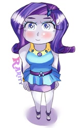 Size: 724x1157 | Tagged: safe, artist:araiiara123, rarity, equestria girls, g4, my little pony equestria girls: better together, blushing, female, looking at you, looking up, looking up at you, rarity peplum dress, simple background, solo, white background