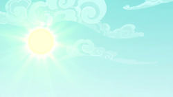 Size: 1280x720 | Tagged: safe, screencap, dungeons and discords, g4, background, cloud, no pony, scenic ponyville, sky, sun