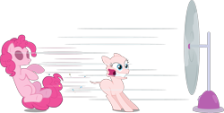 Size: 3587x1810 | Tagged: safe, artist:discorded, artist:mehoep, artist:regolithx, edit, editor:slayerbvc, vector edit, pinkie pie, earth pony, pony, g4, bald, cartoon physics, cutie mark, fan, female, furless, furless edit, mare, pinkie being pinkie, pinkie physics, pinkie pie suit, ponysuit, shaved tail, simple background, solo, speed lines, transparent background, vector, wardrobe malfunction