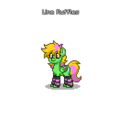 Size: 400x400 | Tagged: safe, artist:robertepsc4, oc, oc:limeruffles, pony, pony town, clothes, cute, female, girly, leg warmers, reference, trans female, transgender