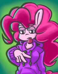 Size: 620x800 | Tagged: safe, artist:genericmlp, pinkie pie, earth pony, anthro, g4, clothes, hoodie, solo, tongue out