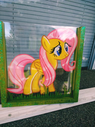 Size: 1920x2560 | Tagged: safe, artist:annuthecatgirl, fluttershy, pony, g4, glass painting, painting, solo, traditional art
