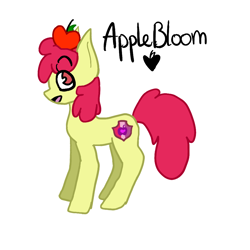 Size: 1000x1000 | Tagged: safe, artist:inkingcactus, apple bloom, earth pony, pony, g4, apple, female, filly, food, solo