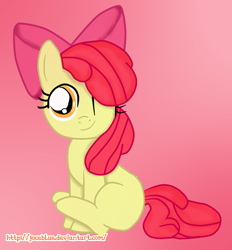 Size: 1444x1558 | Tagged: safe, artist:joceblue, apple bloom, earth pony, pony, g4, female, filly, one eye closed, solo, wink