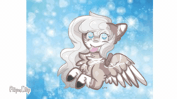 Size: 640x360 | Tagged: safe, artist:gravityfox10, oc, oc only, pegasus, pony, :p, abstract background, animated, blinking, bust, chest fluff, gif, pegasus oc, solo, tongue out, two toned wings, wings