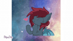 Size: 640x361 | Tagged: safe, artist:gravityfox10, oc, oc only, bat pony, pony, animated, base used, bat pony oc, bat wings, bust, clapping, eyes closed, gif, heart, jewelry, necklace, smiling, solo, space, stars, wings