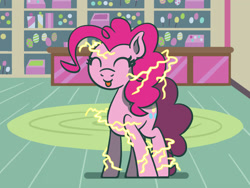Size: 1800x1350 | Tagged: safe, artist:flutterluv, pinkie pie, earth pony, pony, g4, :p, atg 2021, eyes closed, newbie artist training grounds, smiling, solo, static electricity, tongue out