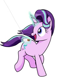 Size: 768x1024 | Tagged: safe, artist:windy breeze, starlight glimmer, pony, unicorn, g4, cute, female, galloping, glimmerbetes, happy, kite, magic, magic aura, mare, running, simple background, solo, that pony sure does love kites, white background