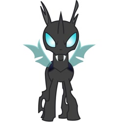 Size: 894x894 | Tagged: source needed, safe, oc, oc:squish, changeling, insect, fangs, looking at you, reverse search not found, simple background